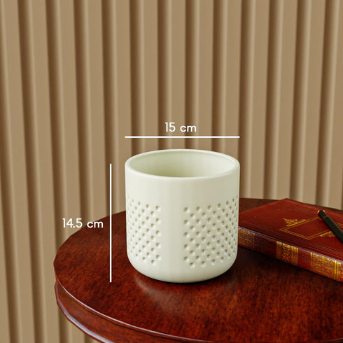 White Dotted Ceramic Clay Pots - The Earth Store - Planter